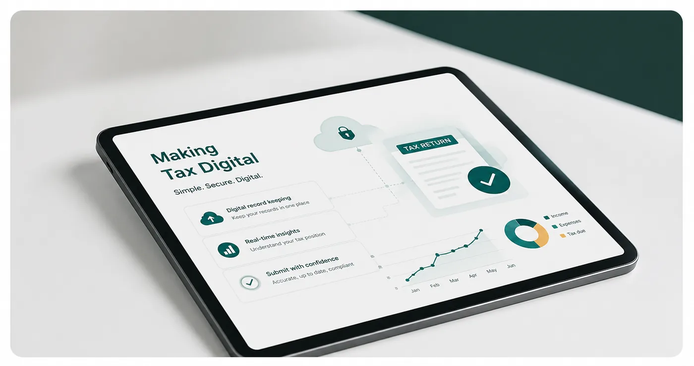 A screen showing how the green accountants help clients with making tax digital